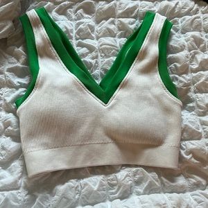 green aerie pleaded crop top
